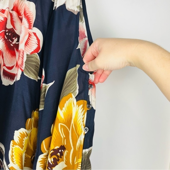 Farm Rio Floral Print Cold Shoulder Blouse With Puff Sleeves - Picture 4 of 5